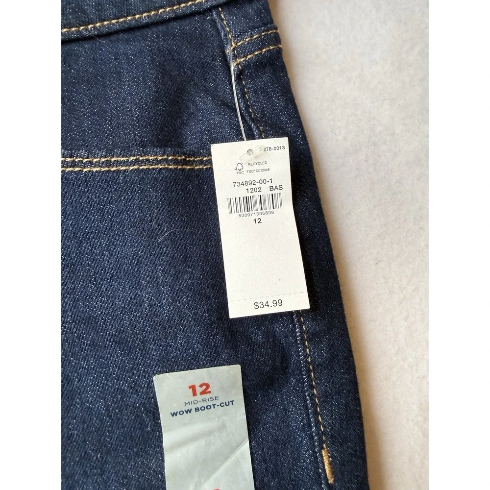 Old Navy Wow Boot Cut Jeans Womens 12 Mid Rise Dark Wash NWT Stretch Denim